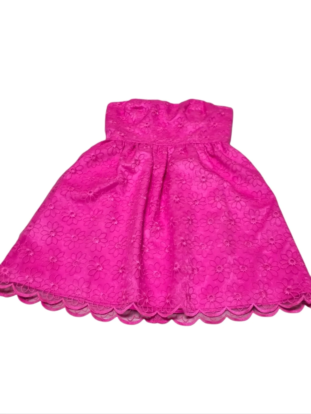 Lilly Pulitzer Payton Pink Strapless Mini Feminine Barbiecore Lace Overlay Dress - Picture 3 of 9
